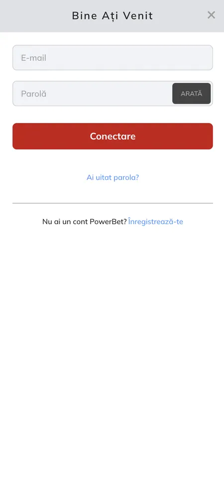 Schermata di accesso Power Bet Casino